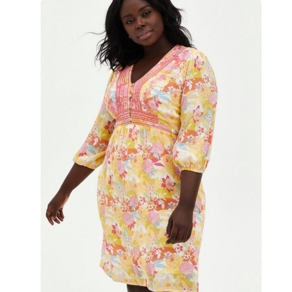 Torrid Peach Floral Gauze Hi-Lo Dress 1X - Picture 11 of 11
